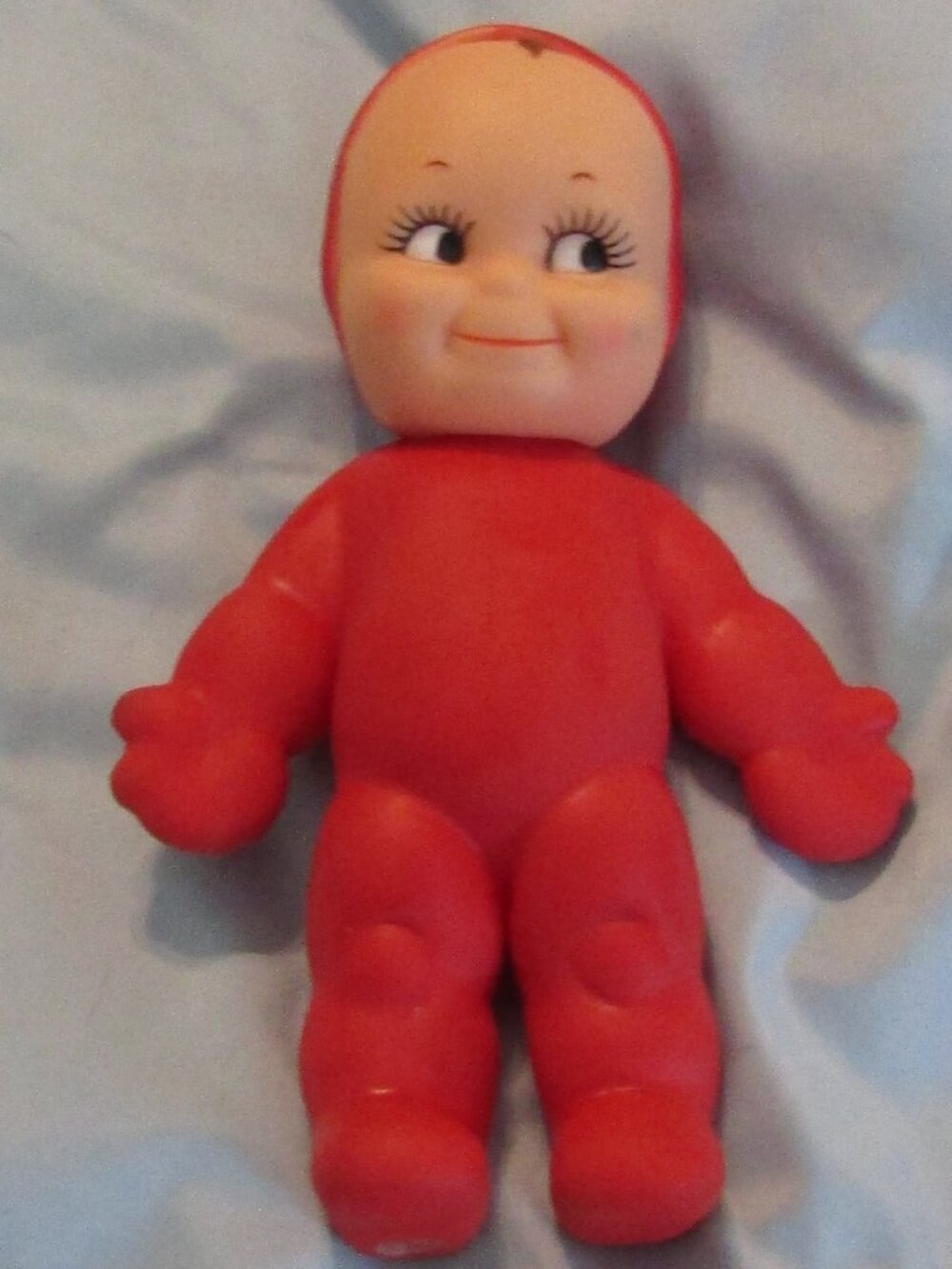 1965 Vintage Red KEWPIE SQUEEKER VINYL KEWPIE DOLL Works! 8" by Cameo